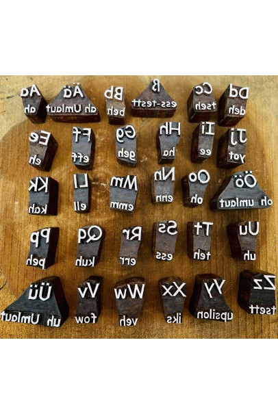German alphabets A to Z to ß printing block for kids learning and printing on fabric, paper, clay, cookies and henna 2 inches set of 30